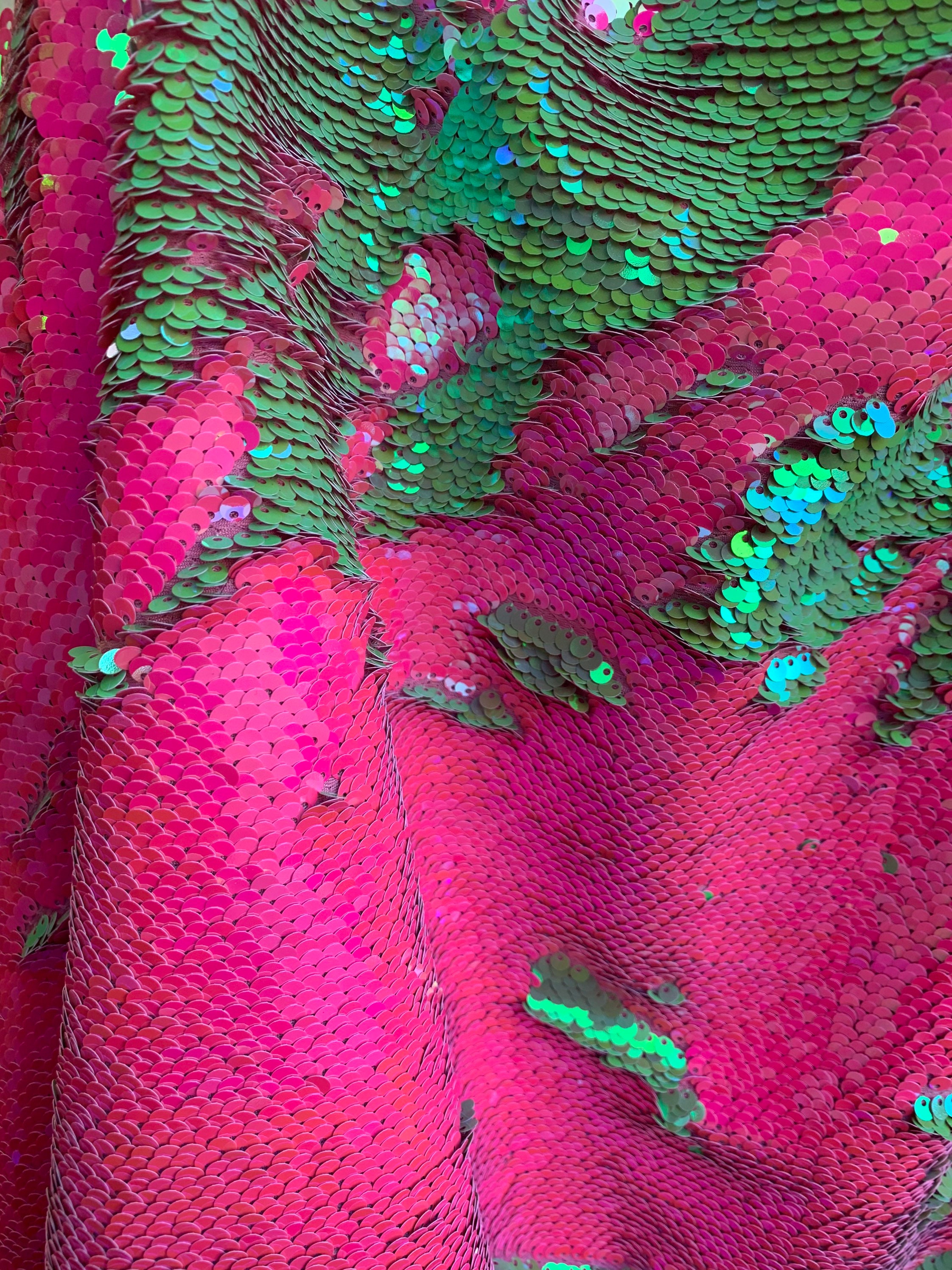 Tissu Pailleté Sirène Or Rose/Sarcelle Sur Élasthanne - Neuf Par La Cour