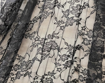 New Black Stretch Lace Fabric Lingerie Lace 4 way stretch soft lace fabric. 56” wide. Fabric sold by yard