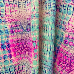 New tie dye reptile snake print spandex fabric 4 way stretch 60” wide fabric sold by the yard