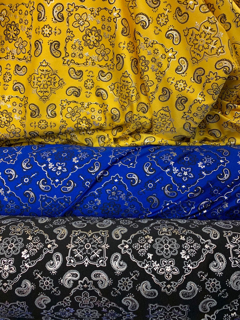 Bandana print on 4 way Stretch Lycra Fabric/sold by the yard. Etsy