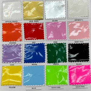 Poly spandex glossy latex fabric 2 way stretch 60” wide sold by yard. Multiple colors available