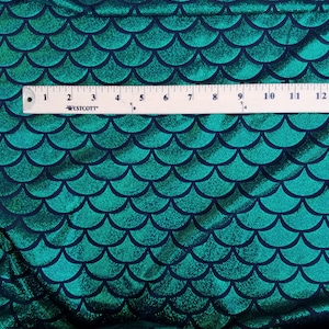 Jumbo Mermaid Fish Scales Hologram Fabric Sold By The Yard (jumbo Green Mermaid)