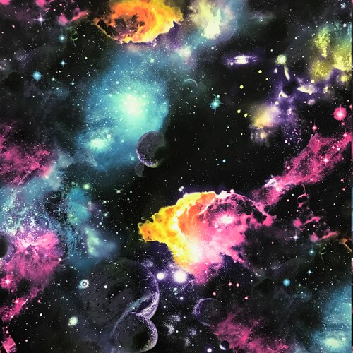 UV Glow Galaxy Print Spandex Fabric by the Yard - Etsy
