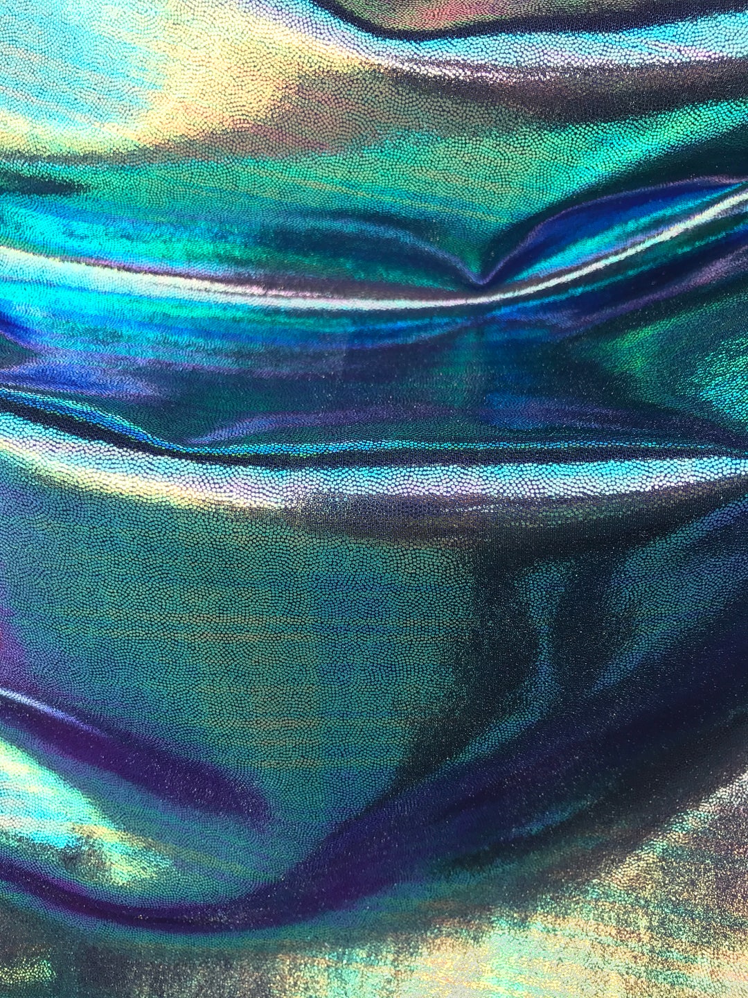 Green Iridescent Foggy Shiny Foil Metalic on Spandex Fabric Sold by Yard  green Gold Blue Purple Four Tone Iridescent Fabric 