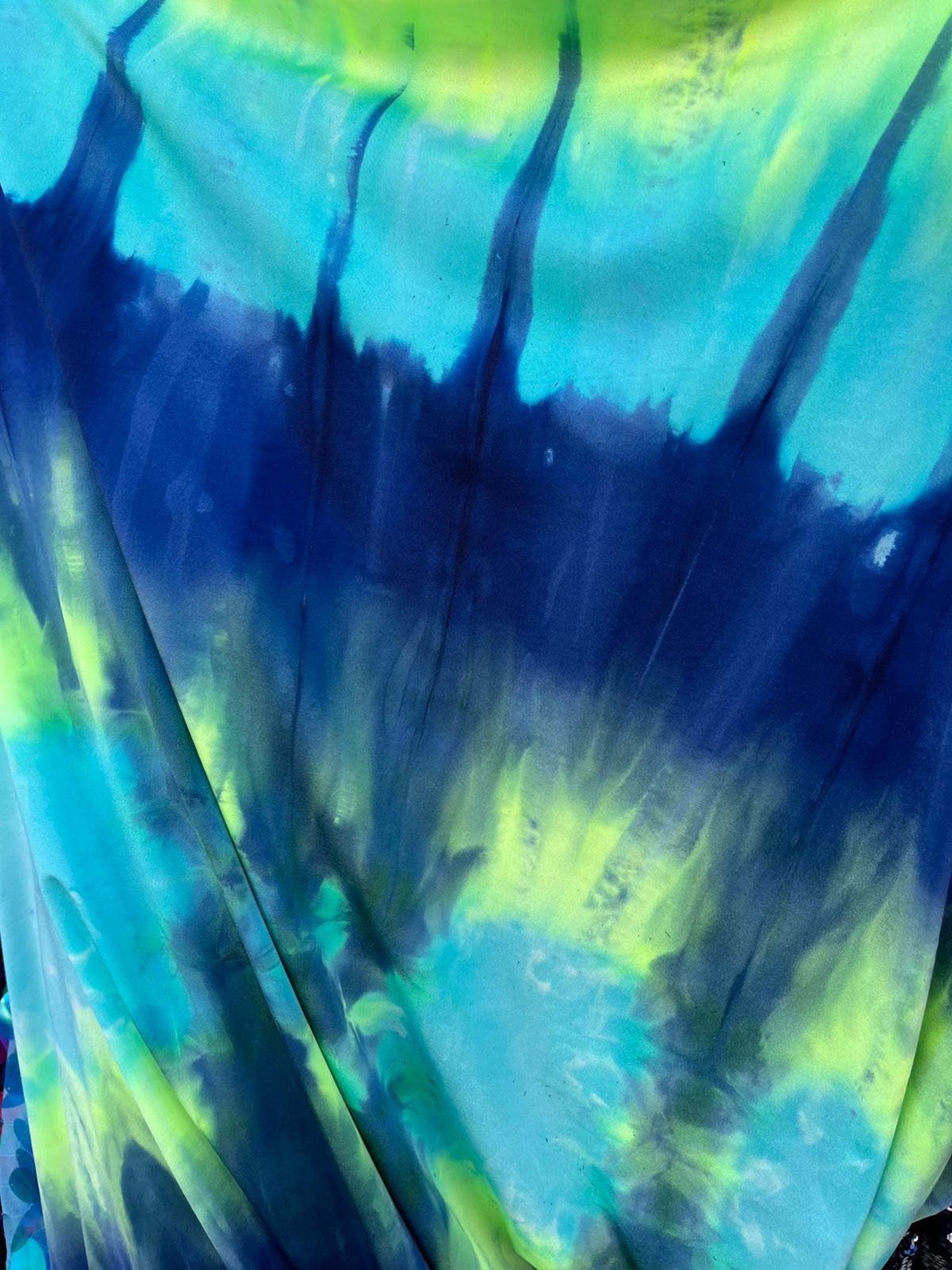 New Green/blue Tie Dye Nylon Spandex Fabrics Sold by the Yard Etsy