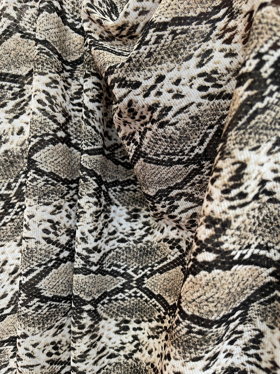 Snake print MESH Fabric natural colors snake mesh fabric Sold | Etsy