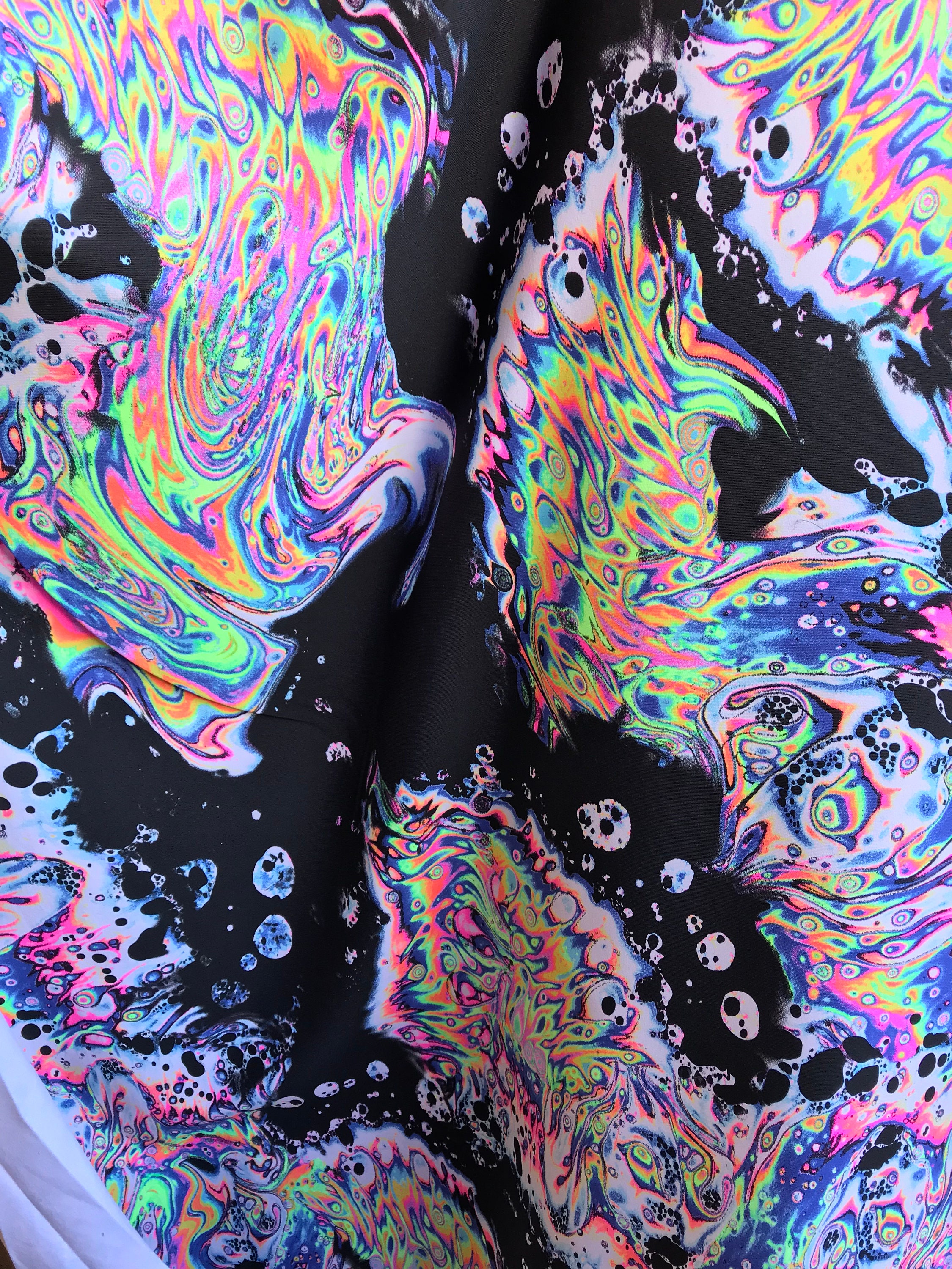 Neon Lava Splash Print Black Base Spandex Fabric Sold by | Etsy