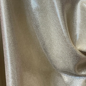 Champagne light gold Metallic foggy foil nylon spandex fabric sold by yard 60” wide