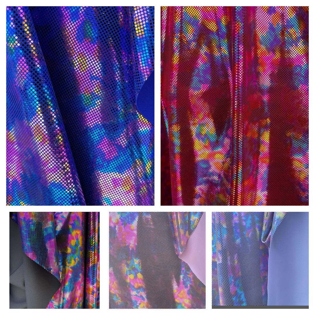 New Foil Tie Dye Metallic Foil Nylon Spandex Fabric Base 4 Way Stretch