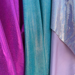 Metallic Hologram  Foggy Foil on spandex nylon 4 way stretch 60&quot; fabric, sold by yard.