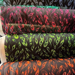 New Mesh Flames Print fabric Sold by the Yard- Nylon Spandex 4 way stretch Dance-wear  Mesh Fabrics