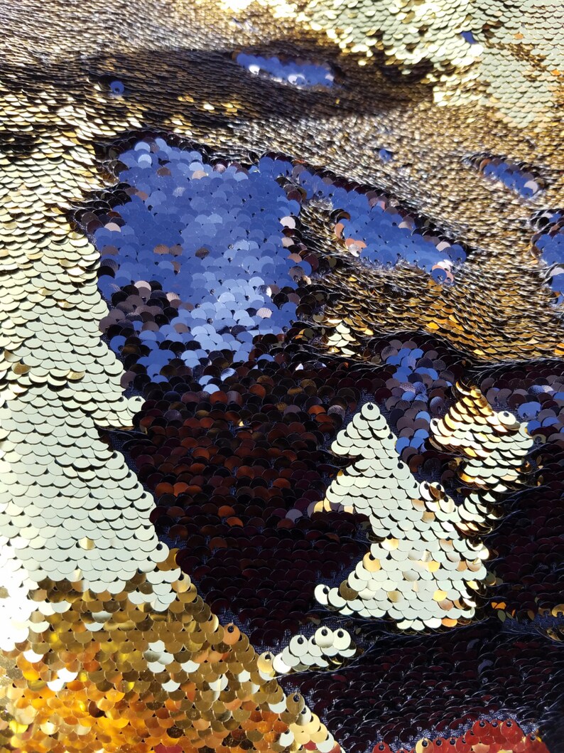 BlackGold NewTwo Tone Flip up sequinsReversible Sequins Fabric by the yard