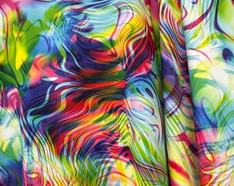 Colorful Abstract psychedelic swirls print  best quality of nylon spandex 4-way stretch 58/60” Sold by the Yard. Ships Worldwide from L.A CA