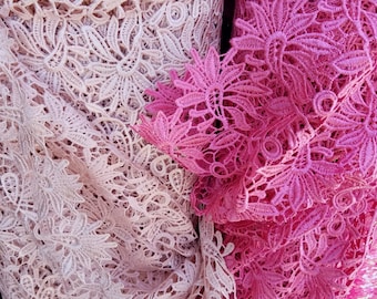 Classic Guipure Lace  Fabric Sold By Yard 45"  Multiple Colors Lace- Fancy Guipure Lace- Embroidery