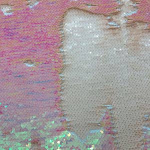 Mermaid White Pink Iridescent Flip-up Sequin 5mm on Spandex Fabric Sold By Yard Multiple Colors Flip up Mermaid Color image 1