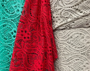 Lace stretch fabric 4 way stretch sold by yard 60” wide lace stretch 5 colors available