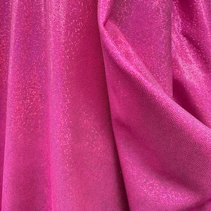 Hot pink Foggy Metallic Foil Mystic Fabric with Hologram Sold by the Yard [ 4 way Stretch Nylon Spandex Hologram]