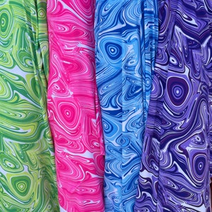 New Abstract Lava Print on Nylon spandex fabric 4way Stretch. Fabric sold by the yard 60” wide(4 colors available)