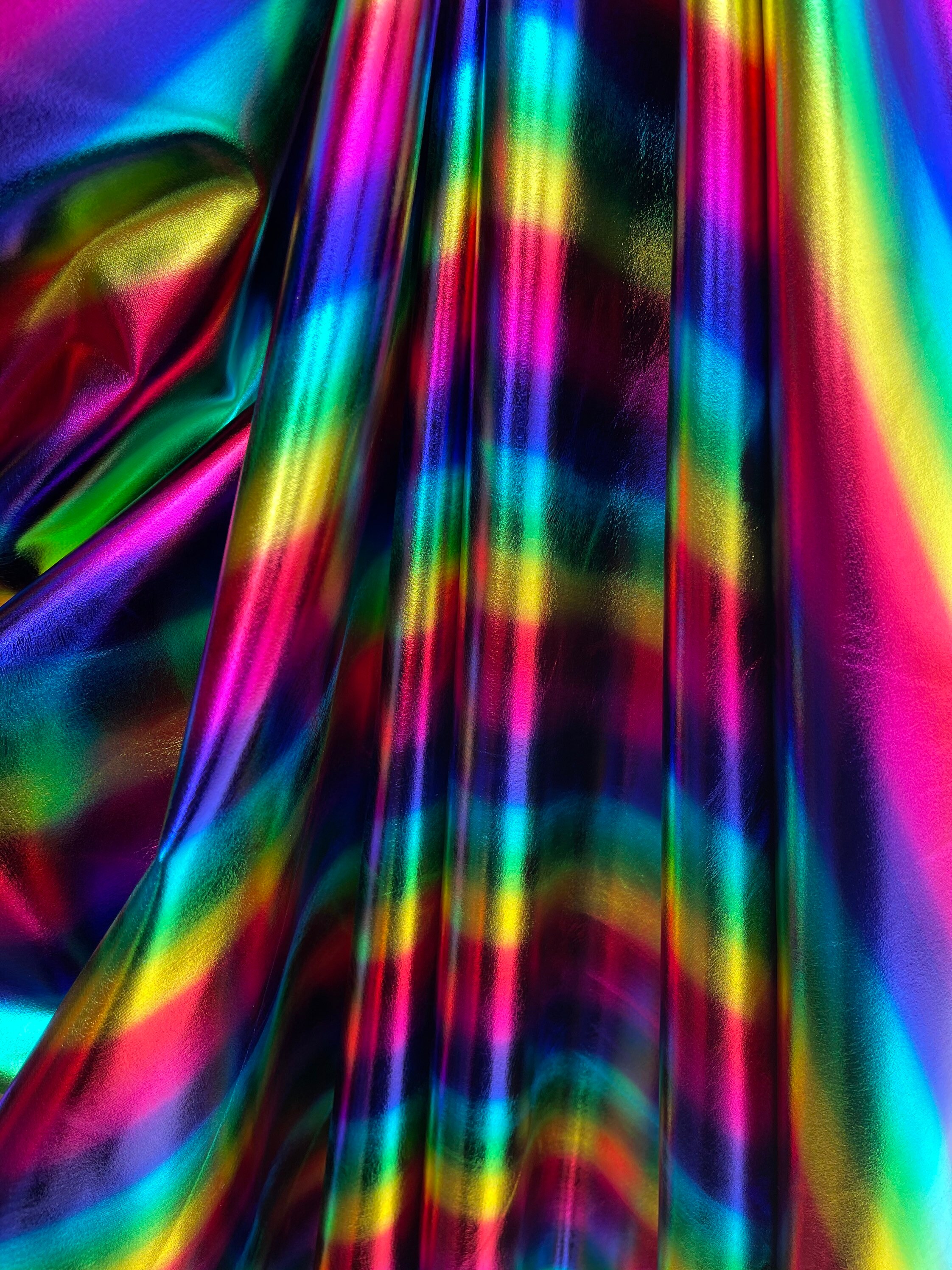 NEW Rainbow Metallic Foil 4 Way Stretch Fabric 60 Wide/ - Etsy UK