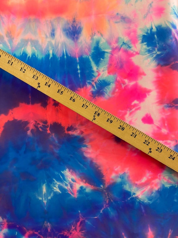 New Salmon/ Blue Tie Dye Nylon Spandex Fabrics sold by the Etsy