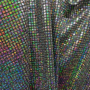 Nya hologram fyrkantiga platt spegel silverhologram paljetter sten på silverbas poly spandex tyger säljs per meter