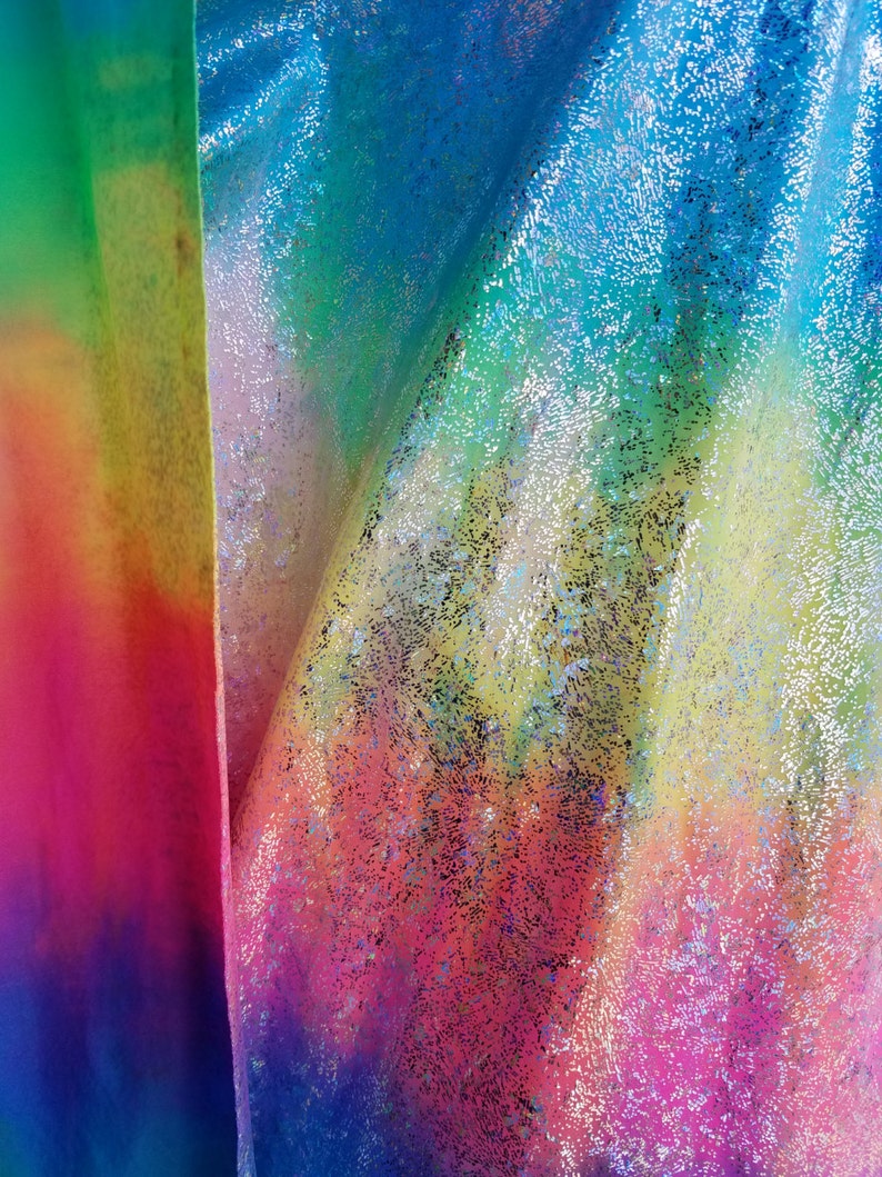 Nylon Spandex Stretch with Silver Matalic Hologram Tie Dye Etsy