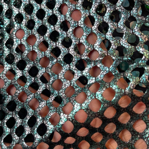 Buy Metallic Fishnet Fabric/ With Teal/silver Tie Dye Lurex Metallic Fish  Net Spandex Fabric 60 Stretch 2way. Fabric Sold by Yard Online in India 