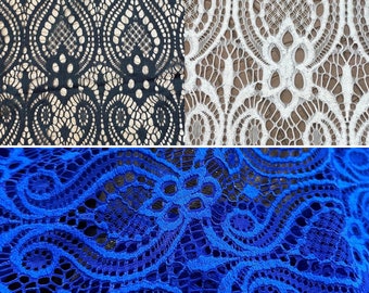 Lace stretch fabric 4 way stretch sold by yard 54” wide lace stretch 3 colors available