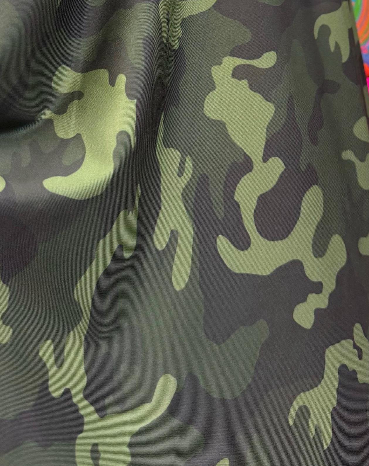 Tessuto Mimetico Elasticizzato 98% Poliestere 2% Elasthan | Nero/Verde/Marrone 1 Metro