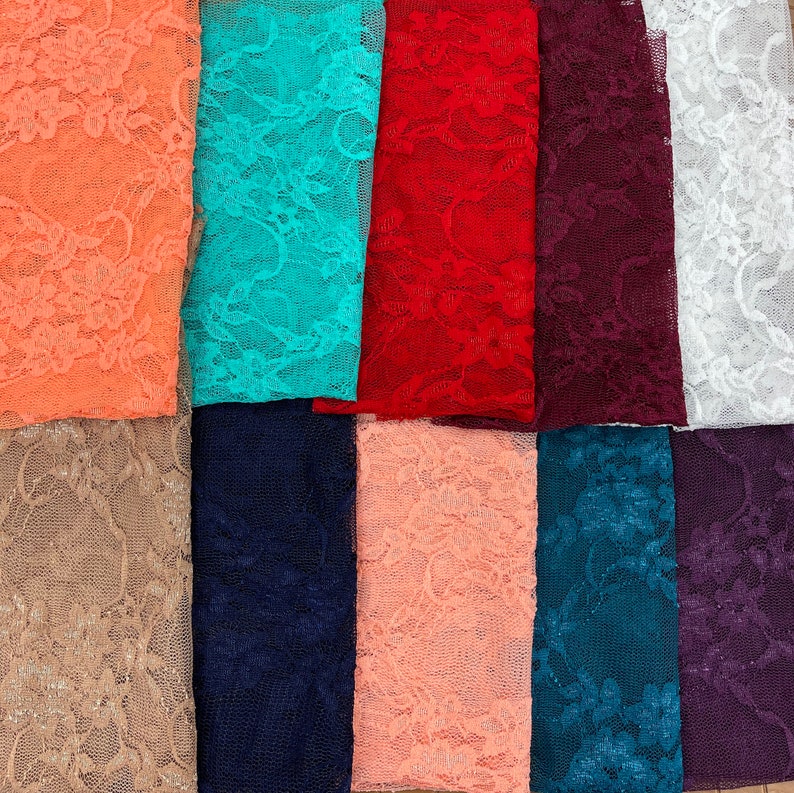 Stretch Lace Fabric. Lingerie lace 4 way stretch soft lace fabric. 56” wide. Fabric sold by yard(13 colors available) image 6