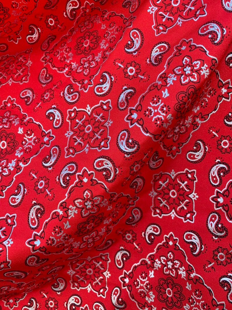 Bandana print Lycra Spandex Fabric Sold By The Yard. 6 colors Etsy