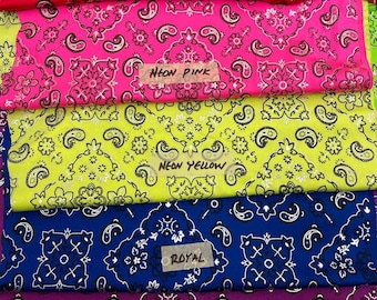 New Bandana print with silver metallic Nylon Spandex Four way stretch Fabrics sold by the yard- More colors available
