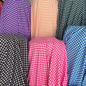 Gingham Squares Printed Nylon Spandex fabric 4 way stretch 60” wide/ fabric sold by yard ships from Los Angeles CA