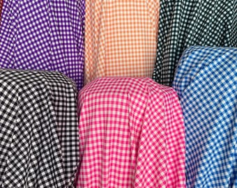 Gingham Squares Printed Nylon Spandex fabric 4 way stretch 60” wide/ fabric sold by yard ships from Los Angeles CA