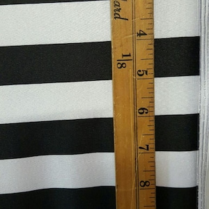 Black & White 1&quot; Stretch Nylon Spandex Fabric - Stripe Print, Striped Four way Stretch Spandex Fabric Sold By Yard