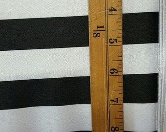 Black & White 1" Stretch Nylon Spandex Fabric - Stripe Print, Striped Four way Stretch Spandex Fabric Sold By Yard