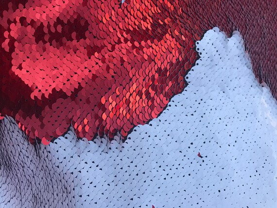 Rouge Noir Réversible 5mm Sequin Tissu Flip Deux Tons Matériau Élastique 130cm Rouge Noir Réversible 5mm Sequin Tissu Flip Deux Tons Matériau Élastique 130cm