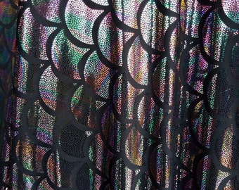 New Mermaid Tie Dye {Purple Green} Jumbo Fish Scales on Spandex Fabric Sold By the Yard Two tone Iridesent Color