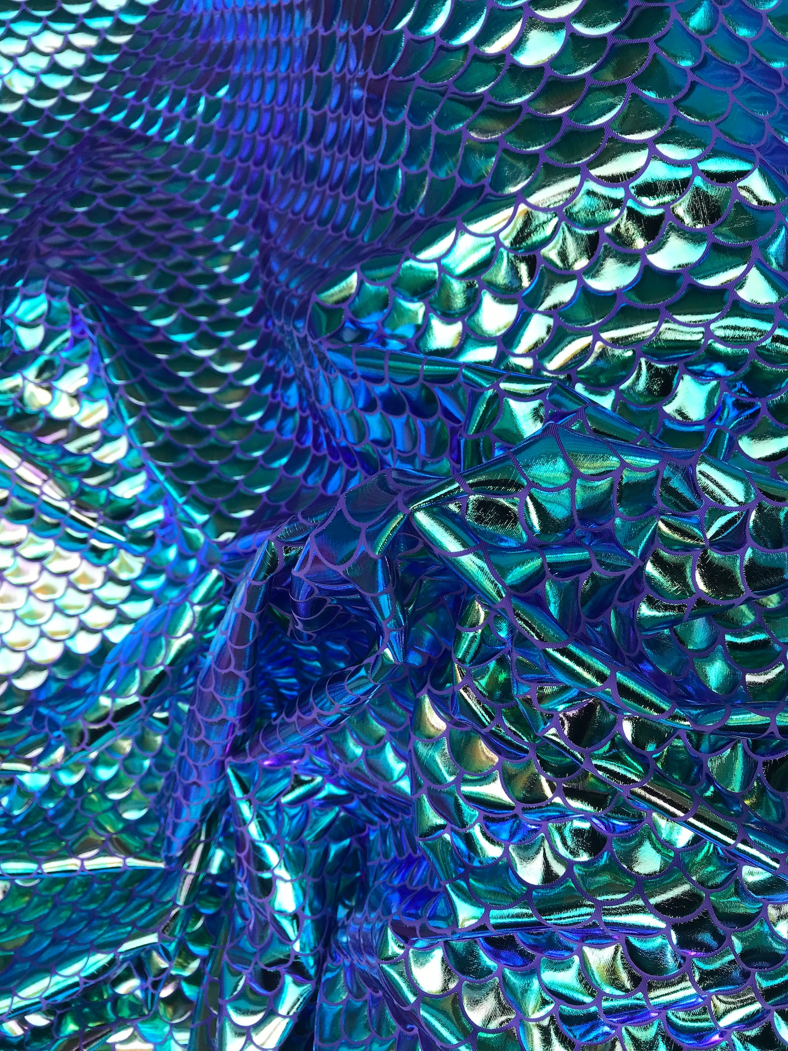 New Iridescent Fish Mermaid Scale Fabric on Purple Spandex Fabric Sold ...