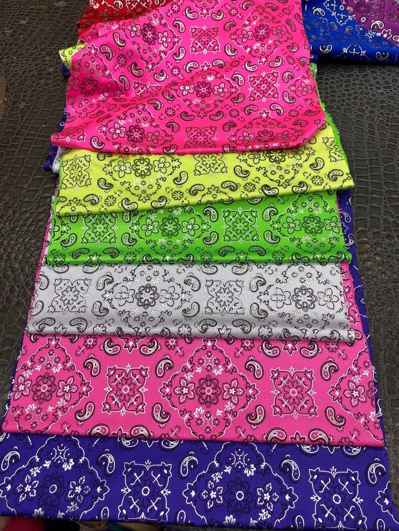 Bandana print Lycra Spandex Fabric Sold By The Yard. 9 colors Etsy