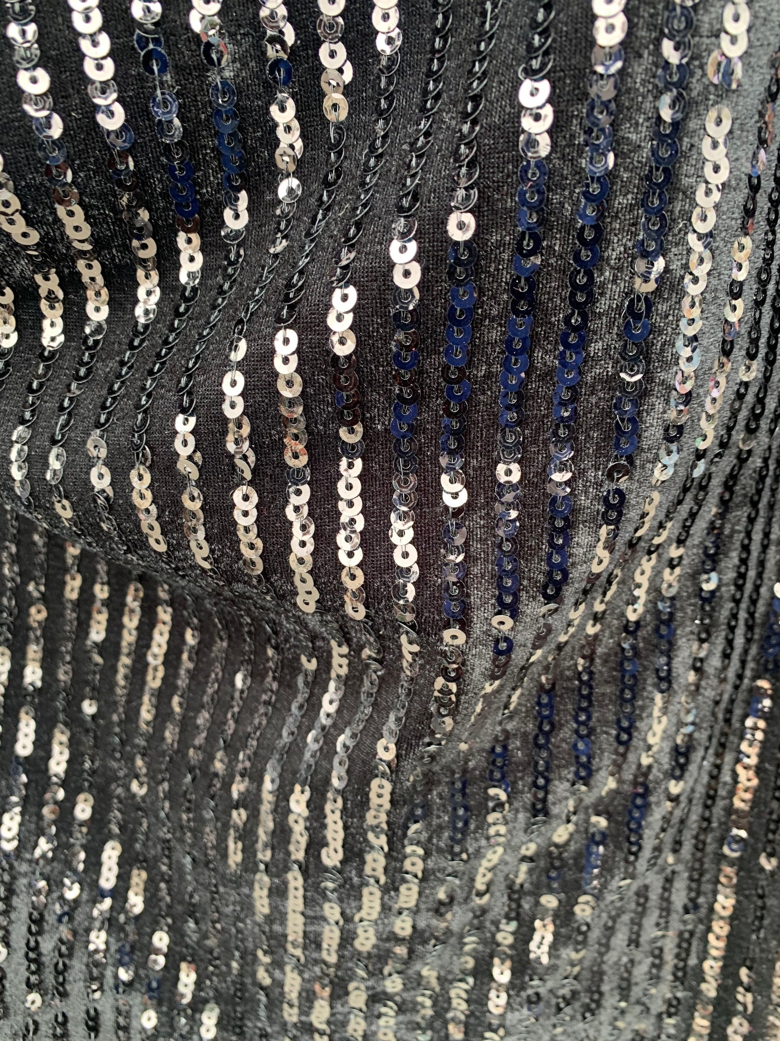 Shiny Black Sequins on Black Velvet Stretch Fabric. Stripes - Etsy