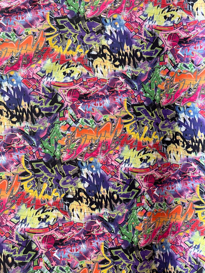 New Multicolor Graffiti Pop Street Art Spandex Fabric Sold by - Etsy