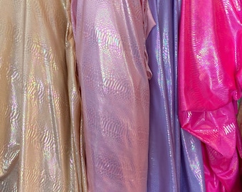 Iridescent Snake Print on Nylon Spandex Fabric sold by yard - [7 different colors available] Neon colors.