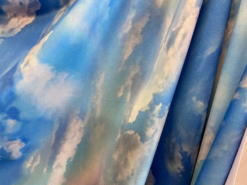 Clouds Tie Dye Nylon Spandex Blue Sky Clouds Celestial Etsy