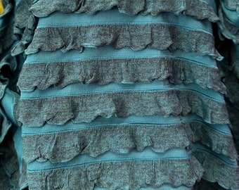 Half inch Teal ruffles fabric sold by yard. Polyester ruffles fabric 54 inches wide