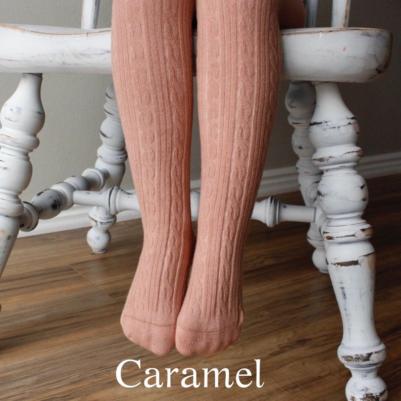 Neutral colored Hand dyed cable knit tights baby tights Etsy