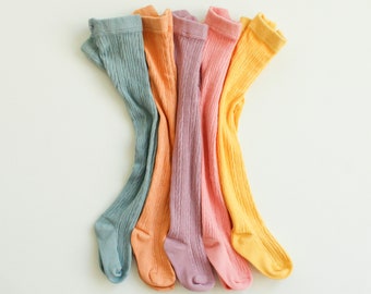 SPRING 2024 Hand dyed, spring colored cable knit tights, baby tights, cable knit tights, girls tights, warm tights