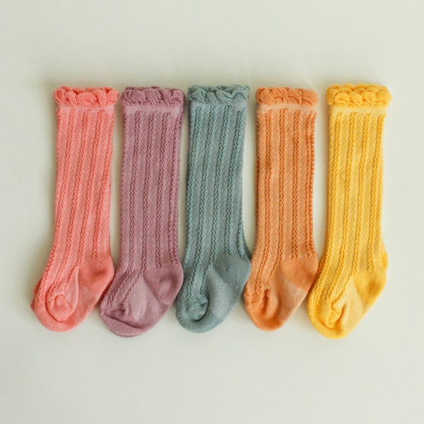 SPRING 2024 Ruffle top Hand dyed knee high socks, LIMITED EDITION,colored knee high,  baby socks, baby knee high socks, toddler girls