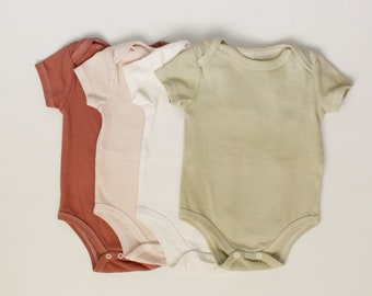 NEUTRAL short sleeve baby bodysuit, NEUTRAL  colored baby bodysuit, hand dyed bodysuit, baby bodysuit,  baby clothes, cotton bodysuit