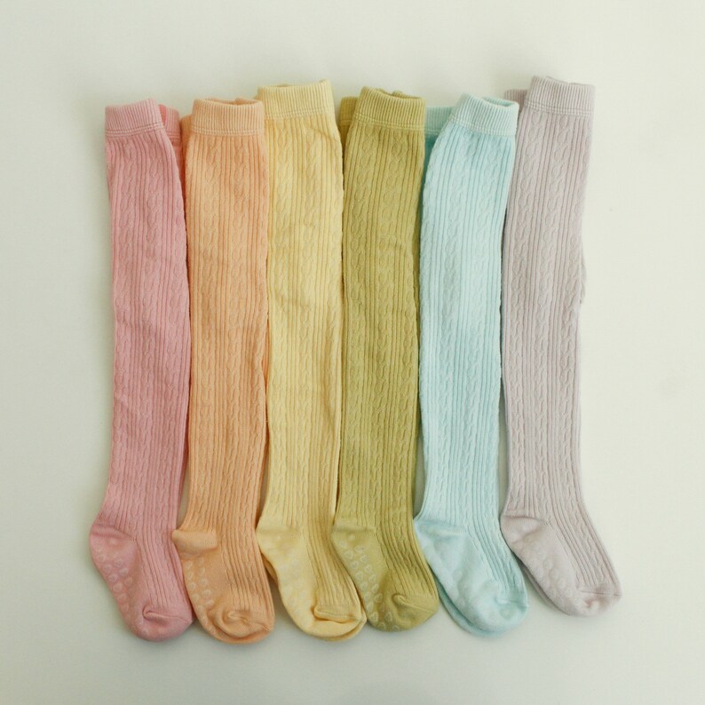 SPRING 2023 Hand dyed, spring colored cable knit tights, baby tights, cable knit tights, girls tights, warm tights image 2